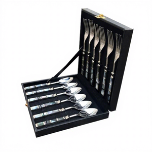 Ensemble de couverts en acier inoxydable de 12 pièces avec manche en nacre, cuillère et fourchette de qualité supérieure, coffret cadeau, ensemble de vaisselle - Product Image 3