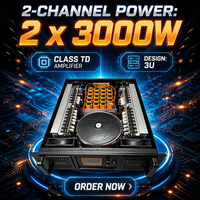 Amplificateur de puissance professionnel de classe TD 3U, 2 canaux, 2x3000W, amplificateur stéréo haute puissance pour caisson de basses, DJ, scène, système audio PA