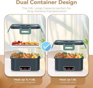 Boîte à lunch électrique multifonctionnelle en acier inoxydable avec capacité de 1,5 L, double tension 110V/220V pour les voyages et l'utilisation à domicile - Product Image 3