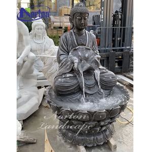 Fuente de Agua Decorativa de Piedra de Mármol con Estatua de Buda Sentado para Jardín Interior y Exterior en Venta - Product Image 4