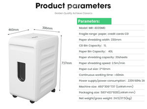Déchiqueteuse <span class=keywords><strong>de</strong></span> <span class=keywords><strong>documents</strong></span> automatique 40L grande capacité niveau 5 Confidentiel Office Batch Destructeur <span class=keywords><strong>de</strong></span> papier - Product Image 2