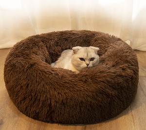 Диванная подушка для домашних животных, Шикарная круглая подушка для улицы, 50 см, кровать для кошек и собак, мебель для дома, пушистые кровати и аксессуары для питомцев, Осень-зима - Product Image 4
