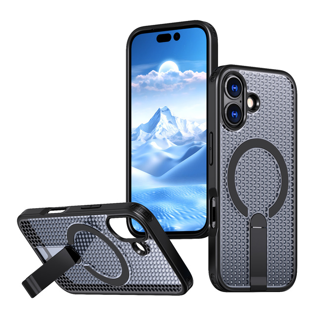 Heat Dissipation Cooling Magnetic Case for iPhone 17  with Foldable Kickstand Honeycomb Design Shockproof Protective Cover