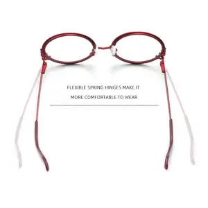 Óculos de metal decorativos incomuns para mulheres, armações de óculos retrô vermelhos personalizados para mulheres, marca 2024