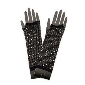 Go Party – mitaine de conducteur d'été blanche, diamant noir, filet de pêche mi-long avec perceuse, extensible, Sexy, mitaine de fête en maille - Product Image 4
