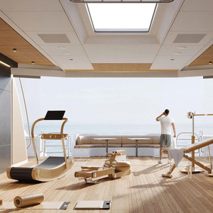 Rameur à eau en noyer massif avec siège en cuir véritable, résistance aquatique silencieuse, entraînement cardio complet du corps en intérieur - Product Image 6