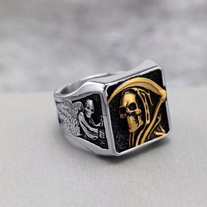 Anillo de esqueleto de Hip Hop yunnique, acero inoxidable, diseño de calavera de Halloween, joyería de moda - Product Image 2