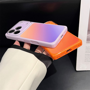 เคสโทรศัพท์ทรงสี่เหลี่ยมแบบกระจกไล่เฉดสี Gradient AG Frame สำหรับ iPhone 18 17 16 15 14 Pro Max ฝาหลังแบบด้านป้องกันเลนส์กล้องลายเรนโบว์ - Product Image 5