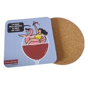 Screen Printed Custom Logo High Quality <b>Ceramic</b> <b>Coasters</b> Round MDF with Cork Back Drink Holder with Gift Set for Promotions - Product Image 4