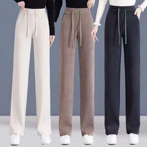 Nouveauté 2024 <span class=keywords><strong>Pantalon</strong></span> ample à jambe large pour femme, automne-hiver, taille haute, coupe droite, <span class=keywords><strong>en</strong></span> <span class=keywords><strong>velours</strong></span> côtelé, doublé polaire, épaissi, style décontracté pour maman - Product Image 3