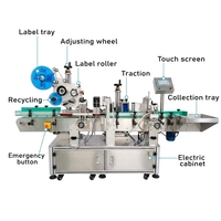 Machine d'étiquetage automatique PLC anti-démontage pour bouteilles à double étiquette, avec scellage des coins de corps et de goulot, auto-adhésive, capable d'imprimer la date, avec moteur