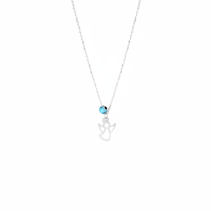 Collier pendentif en argent sterling 925 Azuris, pierre d'agate bleue, design ange, fabriqué en Turquie - Product Image 2