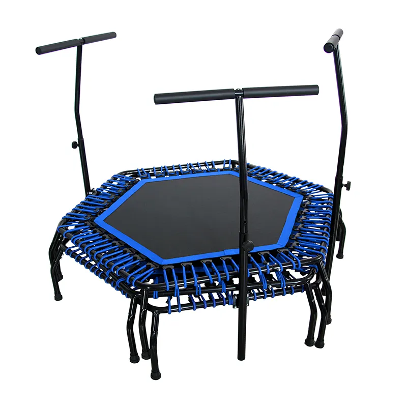 Mini Rebounder latihan trampolin kebugaran dalam ruangan untuk dewasa dengan Bar yang dapat disesuaikan murah gym honme trampolin untuk anak-anak