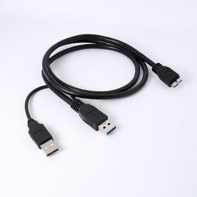 USB3.0 Micr o-B Portable Hard Disk cable Dual-head USB power supply Data cable with auxiliary USB 0.5 m