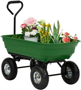 <span class=keywords><strong>Chariot</strong></span> de jardin robuste en polyéthylène avec pneus pneumatiques de 10 pouces pour l'aménagement paysager et le jardinage - Product Image 4