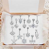 Sexy nombril nombril anneau Double rond clair Ziircon en acier inoxydable nombril Piercing mode bijoux de corps