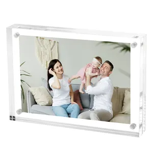 Wholesale Custom 5x7 Acrylic Picture Frames Clear Acrylic Magnetic Picture Frames Magnet Block Photo Frame
