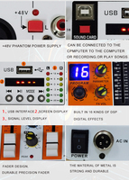 XTUGA JF04 Mixeur audio USB professionnel 4 canaux en métal avec égalisation 3 étapes Mini DJ pour performance en extérieur Garantie 1 an