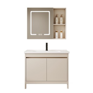 Meuble de salle de bain avec lavabo intégré, lavabo en céramique sur pied - Product Image 5