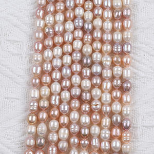 Perlas de Agua Dulce Naturales de Zhuji, 7-8 mm, Blancas, Moradas en Polvo, Mezcladas, en Hilo, para Bisutería, Materiales de Color - Product Image 1