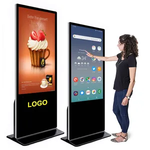 Zemin standı 32 43 55 inç kapalı interaktif dijital tabela LCD ekran reklam bilgi dokunmatik ekran Kiosk