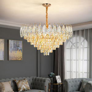 Luxury <b>Crystal</b> Leaf Hanging Light Luxury Gold Iron Leaves K9 <b>Crystal</b> <b>Chandeliers</b> Lighting - Product Image 4