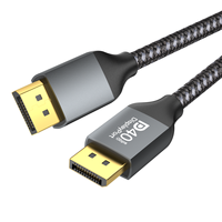 Câble DP 2.1 40 Gbps 16K avec gaine en nylon, 3FT 6.6FT 10FT, compatible G Sync, pour moniteur de jeu 5090/7900XTX, pour utilisation informatique