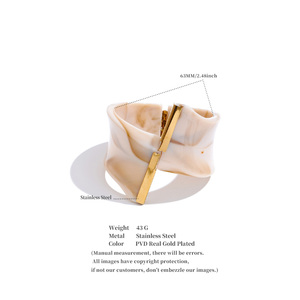 JINYOU 2329 Chic Acrylic Resin Distortion Design Chic <strong>Bangle</strong> 18K Gold Plated Openable <strong>Bangle</strong> for Party Jewelry - Product Image 6