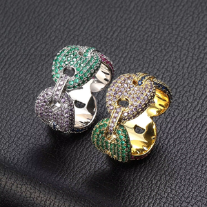 Coffee Bean Micro-<b>set</b> Zircon <b>Ring</b>, Colored Zircon Pig Nose <b>Ring</b>, Personalized <b>Ring</b>. - Product Image 3