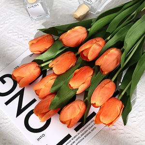 Fleur artificielle en soie Ruilisi, tulipe rose et blanche, accessoires de décoration pour mariage et maison - Product Image 2