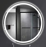 Miroir de courtoisie mural intelligent LED moderne anti-buée, commande tactile, double éclairage (avant et arrière), affichage de l'heure, design sans cadre, salon