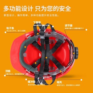 Casque de sécurité standard national L99RS, casque rigide respirant à capuchon rouge pour les superviseurs de chantier, les électriciens et les projets - Product Image 2