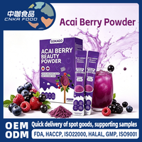 Poudre de baies d'açaï riche en antioxydants, superaliment lyophilisé, anthocyanes, vente en gros, complément pour smoothies