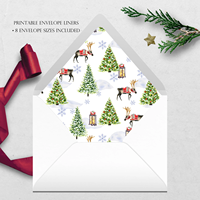 Cartes de vœux de Noël en papier imprimé UV avec motif de cloche rouge en aquarelle, doublure d'enveloppe, motif de brindilles de pin et de baies, 8 tailles A7 A6 A2