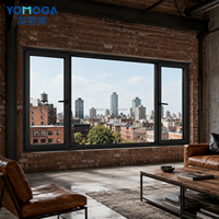 Ventana Corredera de Aluminio de Alta Resistencia para Villa Moderna, con Vidrio Grande y Diseño de Marco Oscuro