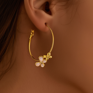 Pendientes de Aro de Cristal, Chapados en Oro, Acero Inoxidable 316L, Diseño de Mariposa, para Mujer, Joyería de Moda - Product Image 3