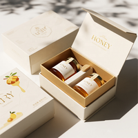 Boîte en papier rigide de luxe pour l'emballage de produits nourrissants, type de conception d'impression sur mesure, miel alimentaire, 2 pots, cadeau de luxe, nid d'oiseau