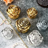 Urna Conmemorativa de Lujo para Mascotas con Incrustaciones de Diamantes en Forma de Rosa, Recipiente Metálico para Guardar Cenizas de Animales Pequeños, Reptiles y Anfibios, Caja Funeraria para Cremación