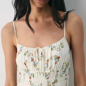 Robe longue décontractée pour femme à bretelles spaghetti, imprimé floral estival, blanche, pour les voyages - Product Image 2