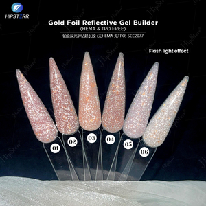 เจลต่อเล็บ HEMA & TPO FREE ผสมทองคำเปลว สีชมพูพีชประกายวิบวับ สะท้อนแสง - Product Image 5