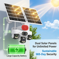Caméra solaire Wistino AOV 4G LTE à 5 objectifs avec zoom 10X, enregistrement continu 24/7, alarme, double panneaux solaires, CCTV solaire AOV