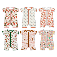 Combinaison à manches courtes zippée pour nouveau-né, motif de Noël personnalisé, de haute qualité, pour tout-petits, motif de fête, une pièce, en bambou