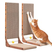 Griffoir pour chat en carton recyclé de qualité supérieure, en forme de L, pour mur et coin, avec balle interactive