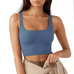 Women's Solid Color Short Front Knitted Fabric Anti-pilling Sexy <b>Small</b> Vest Tank Top - Product Image 5