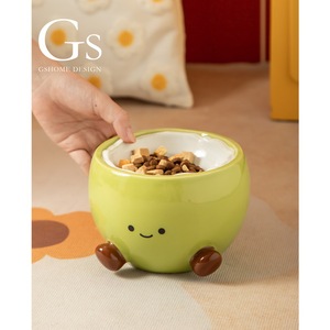 Rắn thân thiện với môi gốm Bát chó cao chân phẳng miệng bảo vệ cột sống cổ tử cung chống gõ đường kính lớn uống bát cơm - Product Image 2