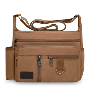 Hot selling <b>Large</b> Capacity Men <b>Canvas</b> <b>Bag</b> New Minimal Casual Shoulder Crossbody <b>Bag</b> with Water Bottle Pocket for Travel - Product Image 2