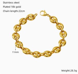 Bracelet personnalisé en acier inoxydable avec <span class=keywords><strong>boucle</strong></span> en fer à cheval, bracelet ouvert en forme <span class=keywords><strong>de</strong></span> <span class=keywords><strong>nez</strong></span> <span class=keywords><strong>de</strong></span> cochon, bracelet chaîne en grains <span class=keywords><strong>de</strong></span> café pour femmes et hommes - Product Image 5