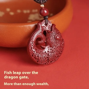 Vente directe d'usine de pendentifs en or de <span class=keywords><strong>carpe</strong></span> artificielle en cinabre, collier pour enfants, vente en gros - Product Image 3