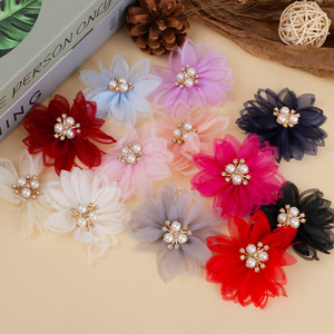 Broches de mode 3D, mini fleurs, imitation perle, organza, accessoires de bijoux pour femmes, fête, bricolage - Product Image 1