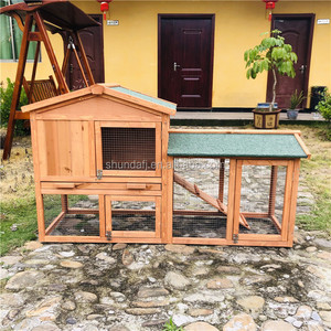 SDR003 Luxury Modern Waterproof Outdoor Wooden Rabbit Hutch & Roof Print Design for <b>Small</b> Animals Pet House - Product Image 2